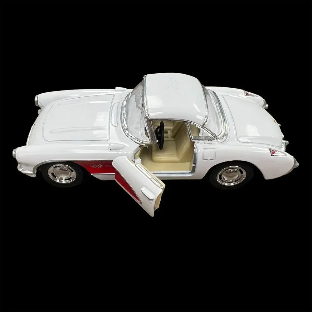 Kinsmart 1957 Chevrolet Corvette Chevy Diecast Car 1:34 White Pull‎ Back - 451